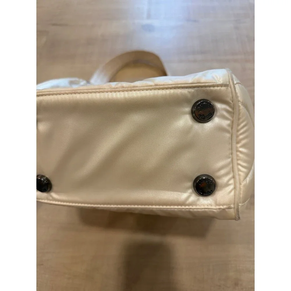 Lug Pearl Ivory Quilted Nylon Shoulder Bag Convertable Crossbody Purse